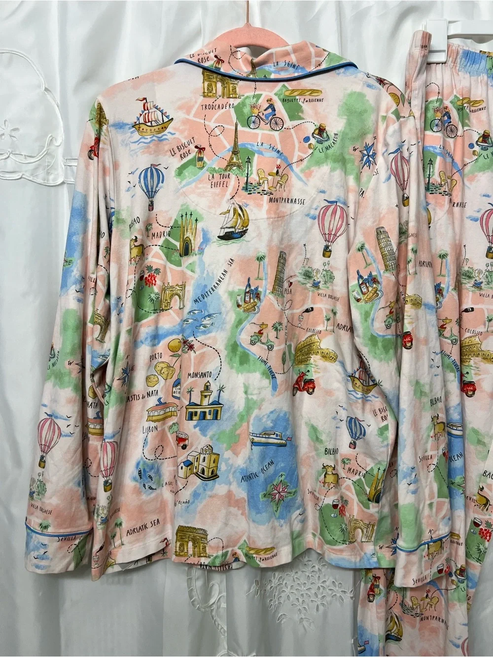 BedHead PJs 48 Hours in Paris Pajama Set Pink Organic Cotton Size L